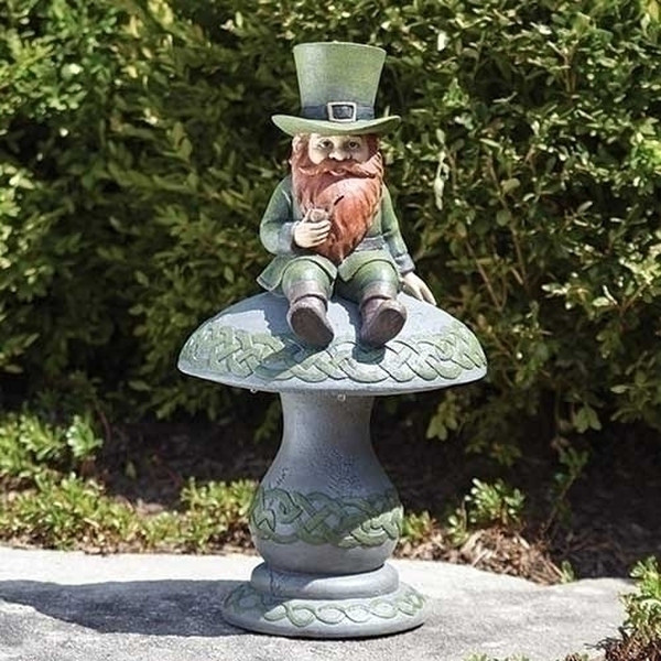 Leprechaun on Mushroom Solar Statue